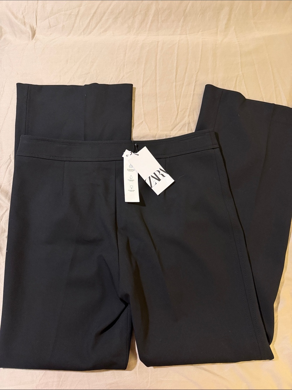 ZARA Black High-Waist Straight-Leg Trousers